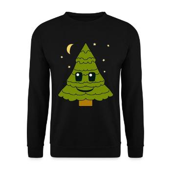 sapin, sapin, ciel étoilé, lune, nuit, forêt - Sweat-shirt Unisexe - noir - Devant - Alina (178cm) & Michal (187cm)