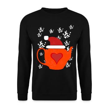 Heure d’hiver Thé Neige Théière Boisson Noël - Sweat-shirt Unisexe - noir - Devant - Alina (178cm) & Michal (187cm)