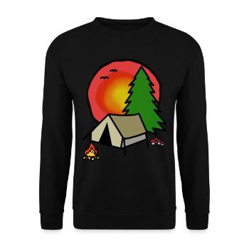 Freiheit Urlaub Camping Zelt Natur Wald Camp - Unisex Pullover - Schwarz - Vorne - Alina (178cm) & Michal (187cm)