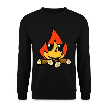 Feuer Lagerfeuer Gesicht Hitze Flamme Inferno - Unisex Pullover - Schwarz - Vorne - Alina (178cm) & Michal (187cm)