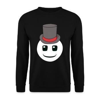 Freundlich nett Emotionen Gefühle Gesicht Hut - Unisex Pullover - Schwarz - Vorne - Alina (178cm) & Michal (187cm)
