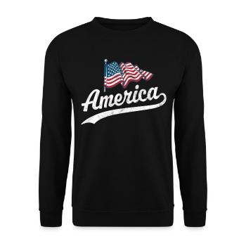 Amerika Flagge - Unisex Pullover - Schwarz - Vorne - Alina (178cm) & Michal (187cm)