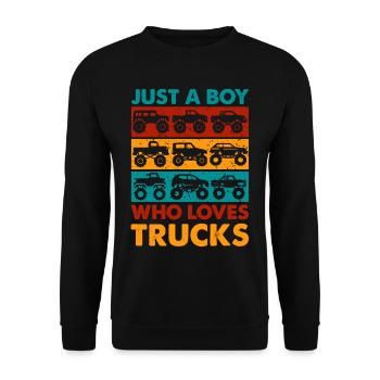 Juste un garçon qui aime les camions Voitures - Sweat-shirt Unisexe - noir - Devant - Alina (178cm) & Michal (187cm)