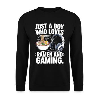 Gaming & Ramen – Perfektes Zocker-Motiv - Unisex Pullover - Schwarz - Vorne - Alina (178cm) & Michal (187cm)