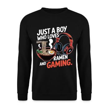 Gaming & Ramen – Zocken mit Geschmack - Unisex Pullover - Schwarz - Vorne - Alina (178cm) & Michal (187cm)