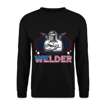 Soudeur SOUDEUR USA Cadeau patriotique - Sweat-shirt Unisexe - noir - Devant - Alina (178cm) & Michal (187cm)