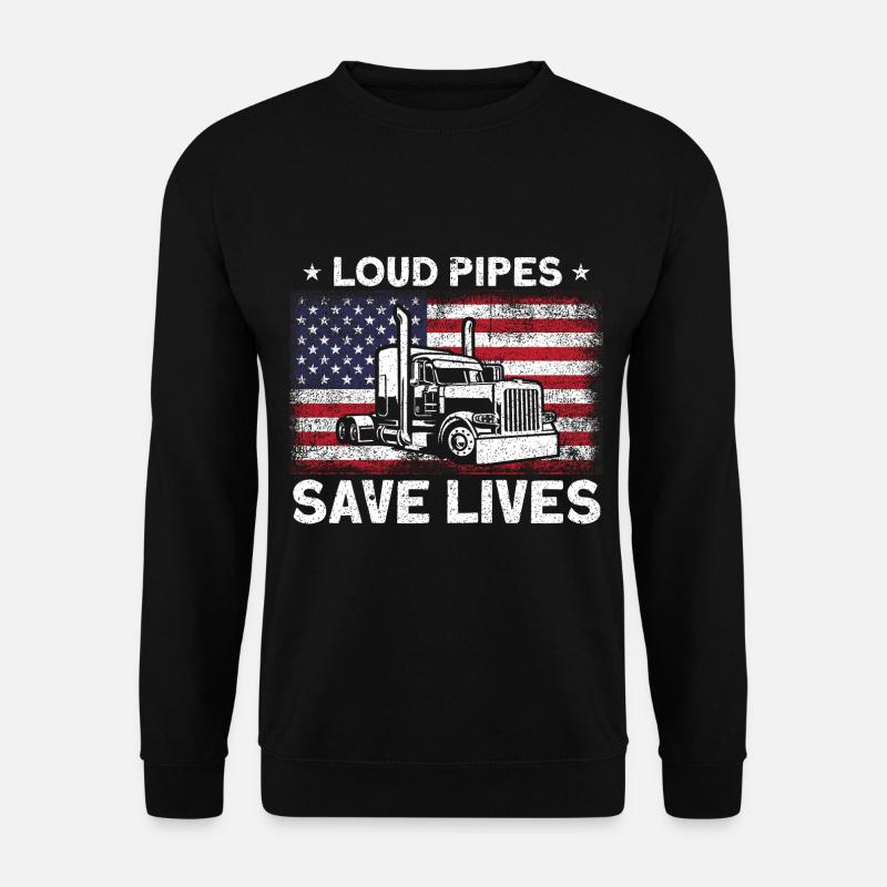 Trucker Fernfahrer Sattelzug Geschenk - Unisex Pullover - Schwarz