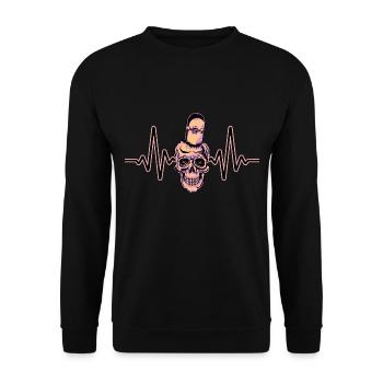 Heartbeat Skater Skateboard Skull Skull - Unisex Sweatshirt - black - Front - Alina (178cm) & Michal (187cm)