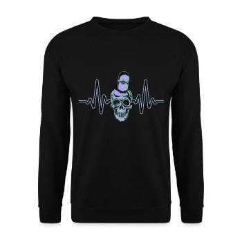 Heartbeat Skater Skateboard Skull Skull - Unisex Sweatshirt - black - Front - Alina (178cm) & Michal (187cm)