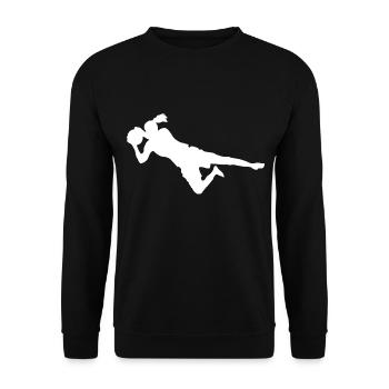 Fußballerin Herren Fussball Torwart Fußballer - Unisex Pullover - Schwarz - Vorne - Alina (178cm) & Michal (187cm)