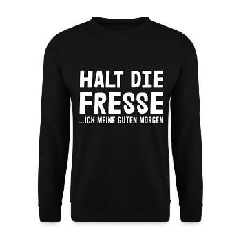Halt die Fresse - Unisex Pullover - Schwarz - Vorne - Alina (178cm) & Michal (187cm)