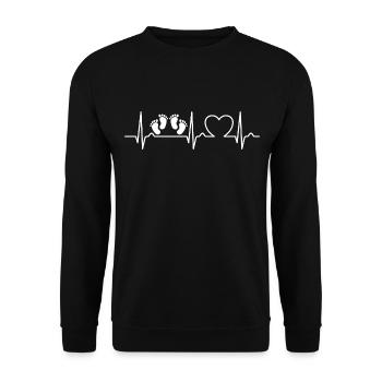 EKG Kurve - Herzkurve - Baby - Zwillinge - Unisex Pullover - Schwarz - Vorne - Alina (178cm) & Michal (187cm)