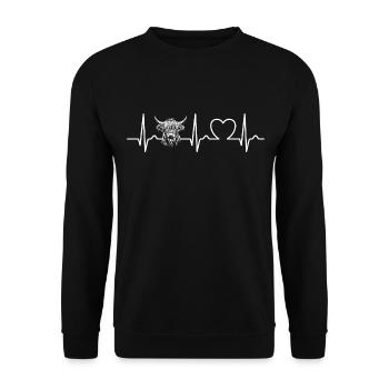 Courbe de Cœur Bovins Highland Ecossais - Vache - Sweat-shirt Unisexe - noir - Devant - Alina (178cm) & Michal (187cm)