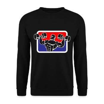 Bodybuilder Gym Muscles Logo | Les couleurs peuvent être changées - Sweat-shirt Unisexe - noir - Devant - Alina (178cm) & Michal (187cm)