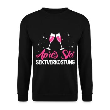 Apres Ski Après Ski Sektverkostung Geschenk - Unisex Pullover - Schwarz - Vorne - Alina (178cm) & Michal (187cm)