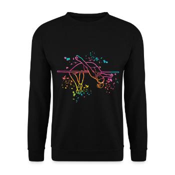 Hochspringer Wasserfarben Hochsprung - Unisex Pullover - Schwarz - Vorne - Alina (178cm) & Michal (187cm)