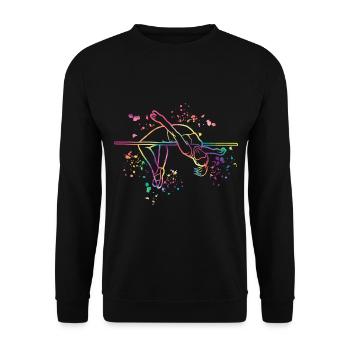 Hochspringer Wasserfarben Hochsprung - Unisex Pullover - Schwarz - Vorne - Alina (178cm) & Michal (187cm)