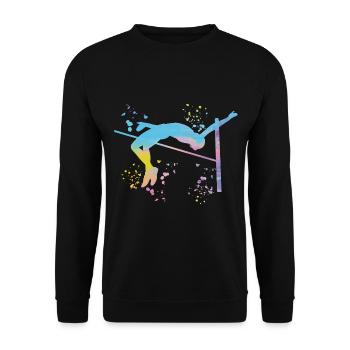 Hochspringer Wasserfarben Hochsprung - Unisex Pullover - Schwarz - Vorne - Alina (178cm) & Michal (187cm)