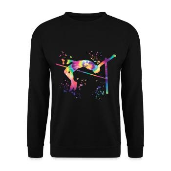 Hochspringer Wasserfarben Hochsprung - Unisex Pullover - Schwarz - Vorne - Alina (178cm) & Michal (187cm)