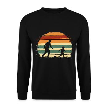 Vater und Sohn Fußball vintage - Unisex Pullover - Schwarz - Vorne - Alina (178cm) & Michal (187cm)