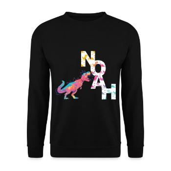 Noah - Beautiful boy name with cool dinosaurs - Unisex Sweatshirt - black - Front - Alina (178cm) & Michal (187cm)