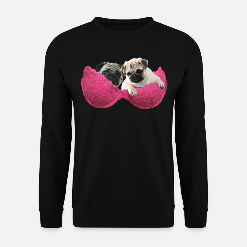 Möpse in BH - Unisex Pullover - Schwarz
