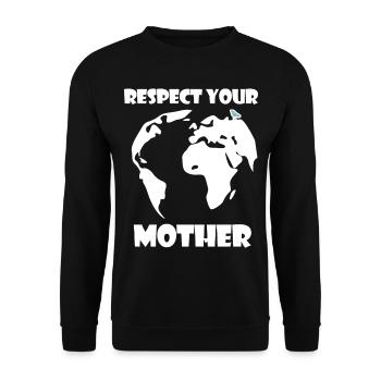 Respektiere deine Mutter Natur | Klimawandel - Unisex Pullover - Schwarz - Vorne - Alina (178cm) & Michal (187cm)