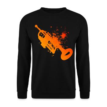 Trompetenspieler Herren Damen Trompeten Spieler - Unisex Pullover - Schwarz - Vorne - Alina (178cm) & Michal (187cm)