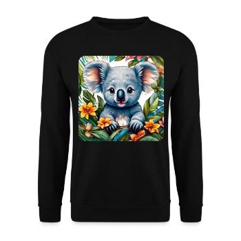 Ours Koala mignon avec des fleurs - Sweat-shirt Unisexe - noir - Devant - Alina (178cm) & Michal (187cm)