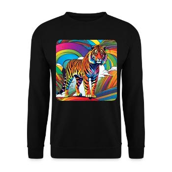 Spirit Animal Tiger in bright colors - Unisex Sweatshirt - black - Front - Alina (178cm) & Michal (187cm)