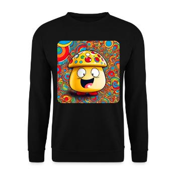 Lustiger Psychedelischer Pilz - Unisex Pullover - Schwarz - Vorne - Alina (178cm) & Michal (187cm)