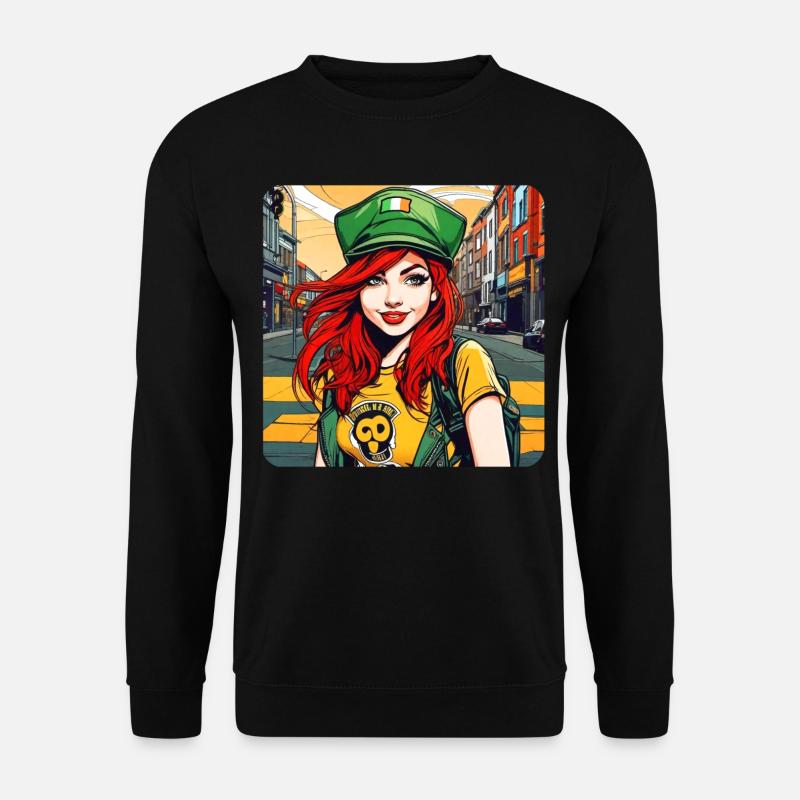 Cooles irisches rothaariges Mädchen - Unisex Pullover - Schwarz