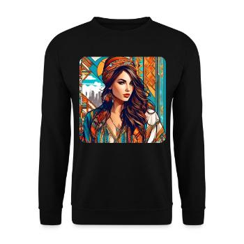 Fille cool dans un style bohème - Sweat-shirt Unisexe - noir - Devant - Alina (178cm) & Michal (187cm)
