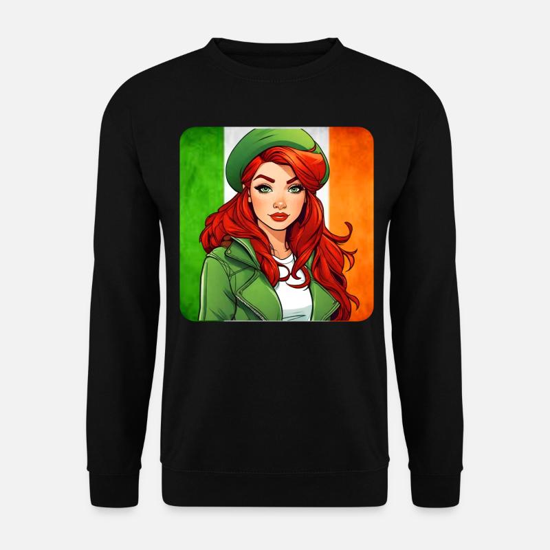 Cooles irisches rothaariges Mädchen - Unisex Pullover - Schwarz