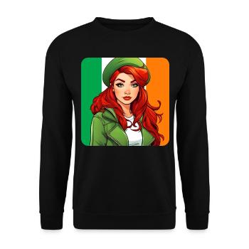 Cool Irish redhead girl - Unisex Sweatshirt - black - Front - Alina (178cm) & Michal (187cm)