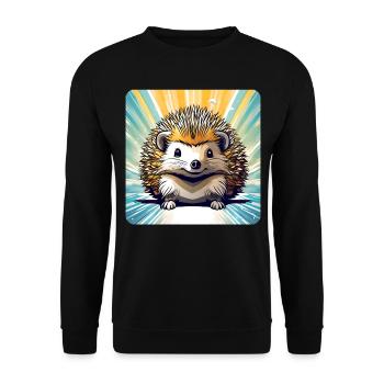 Niedlicher kleiner Igel - Unisex Pullover - Schwarz - Vorne - Alina (178cm) & Michal (187cm)