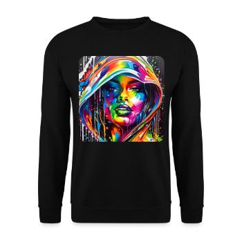 Femme dans le style graffiti - Sweat-shirt Unisexe - noir - Devant - Alina (178cm) & Michal (187cm)