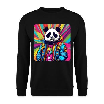 Cool Punk Panda Ours - Sweat-shirt Unisexe - noir - Devant - Alina (178cm) & Michal (187cm)