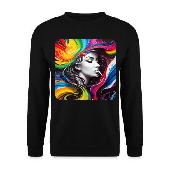 Coole Graffiti Frau - Unisex Pullover - Schwarz - Vorne - Alina (178cm) & Michal (187cm)