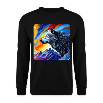 Spirit Animal Wolf - Unisex Pullover - Schwarz - Vorne - Alina (178cm) & Michal (187cm)