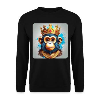 Singe mignon avec couronne dans le style de dessin animé - Sweat-shirt Unisexe - noir - Devant - Alina (178cm) & Michal (187cm)