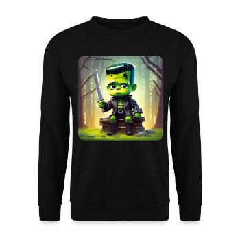 Cute little green monster - Unisex Sweatshirt - black - Front - Alina (178cm) & Michal (187cm)