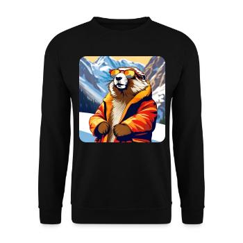 Marmotte cool dans les Alpes avec des lunettes de soleil - Sweat-shirt Unisexe - noir - Devant - Alina (178cm) & Michal (187cm)