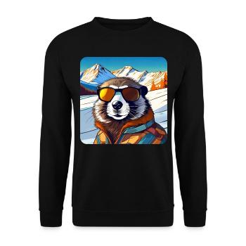 Marmotte cool dans les Alpes avec des lunettes de soleil - Sweat-shirt Unisexe - noir - Devant - Alina (178cm) & Michal (187cm)