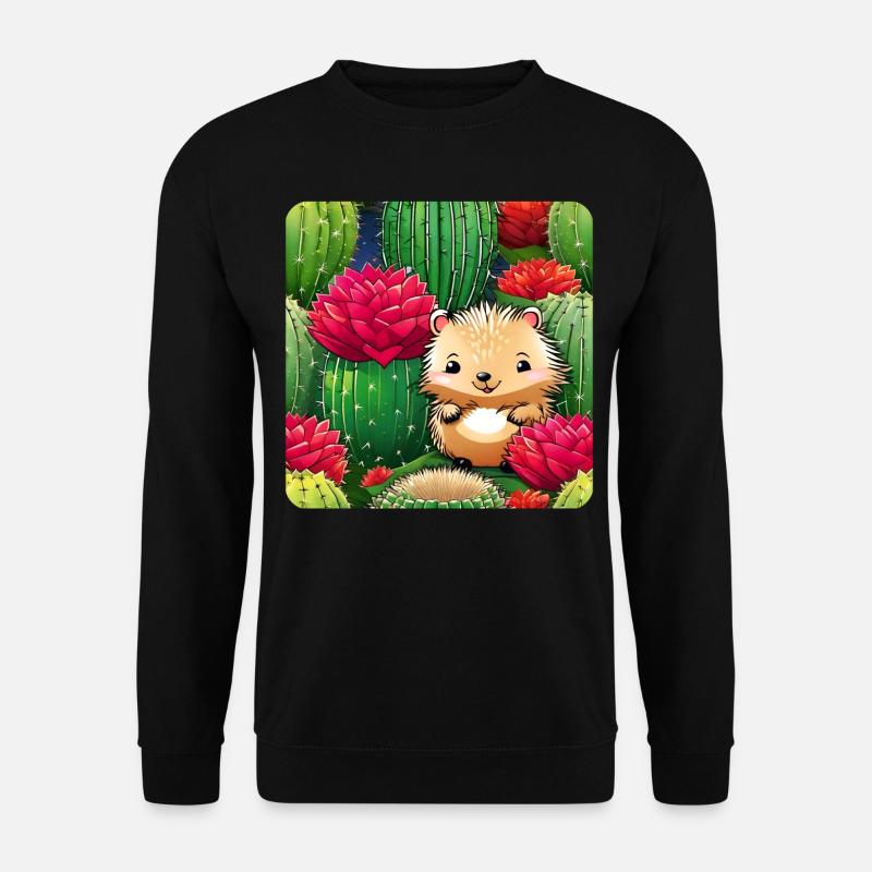 Niedlicher Igel im Kaktusfeld - Unisex Pullover - Schwarz