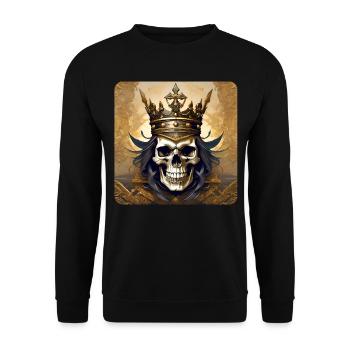 Grinning skull with crown - Unisex Sweatshirt - black - Front - Alina (178cm) & Michal (187cm)