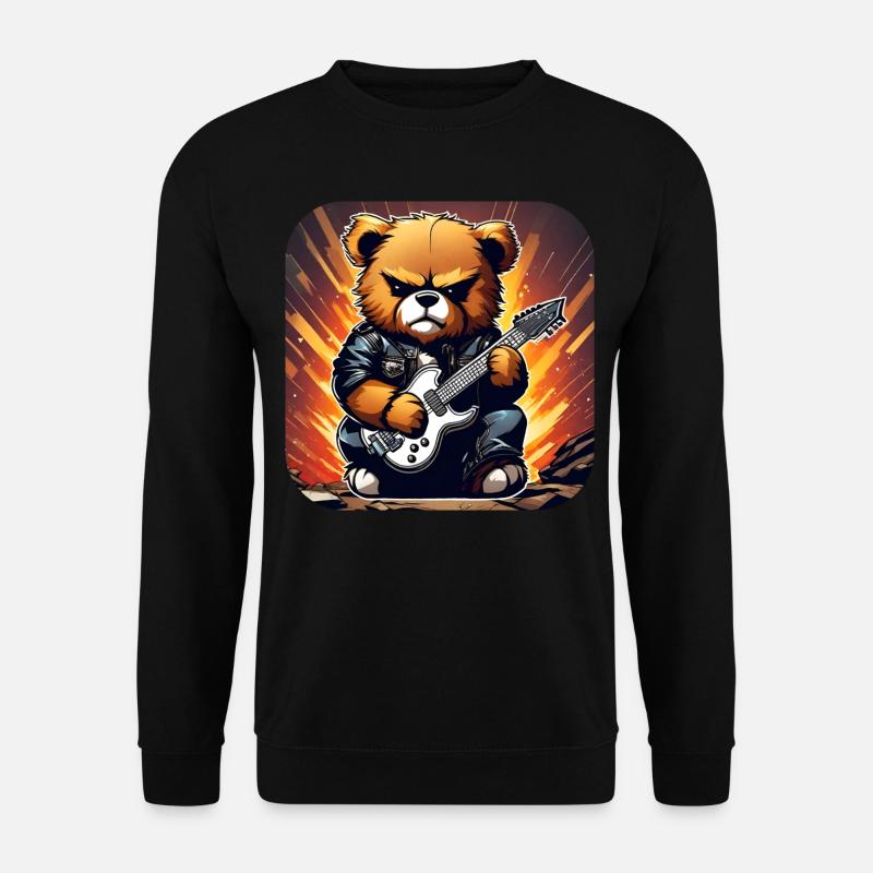 Heavy metal Teddy Bär mit E-Gitarre - Unisex Pullover - Schwarz