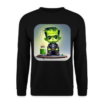 Cute little green monster - Unisex Sweatshirt - black - Front - Alina (178cm) & Michal (187cm)