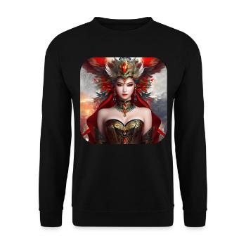 Mystische Fantasy Frau - Unisex Pullover - Schwarz - Vorne - Alina (178cm) & Michal (187cm)