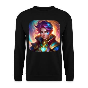 Coole Fantasy Frau - Unisex Pullover - Schwarz - Vorne - Alina (178cm) & Michal (187cm)